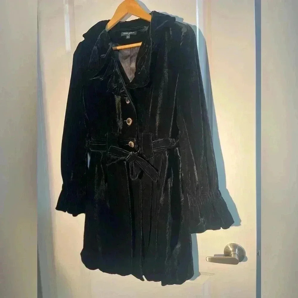 Velvet Hooded Trench Coat Vintage